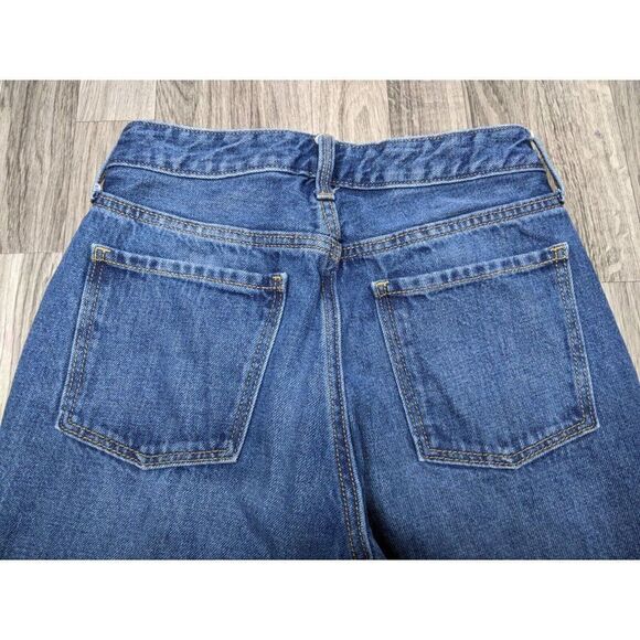 (3/$35) Old Navy Size 0 Pockets Whiskered Straight Leg Cropped Denim Blue Jeans - Picture 3 of 10